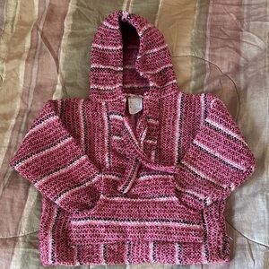 Cozy Pink and White Striped Knit Hoodie